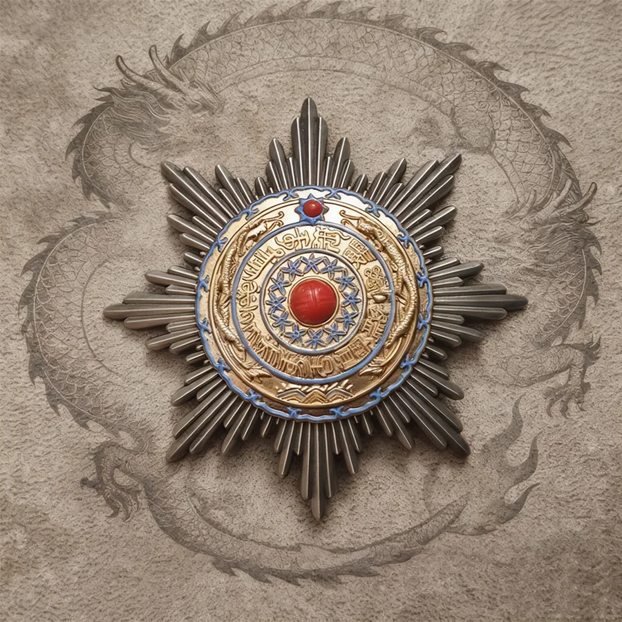 

Металлическая медаль с двойным драконом Ssangyong Po Sing, копия значка китайской истории уровня 1, уровень