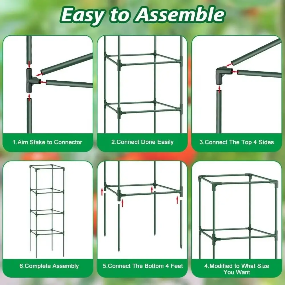 Durable Plant Climbing Trellis Easy Assembly Space-Saving Plant Support Heavy-Duty Steel Stackable Stakes Vegetable Trellis
