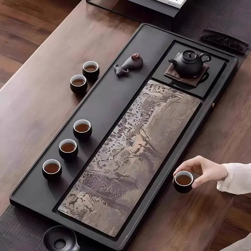 Decorative Marble Tea Tray Vintage Chinese Long Rectangle Big Valet Tea Tray Hospitality Magnetic Bandejas Home Decorationgs