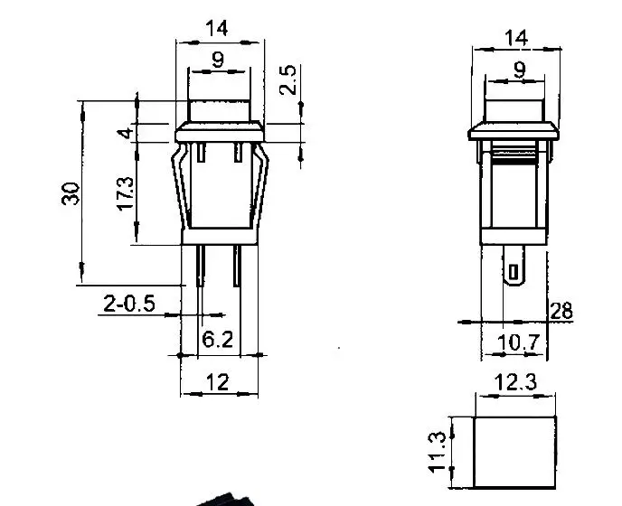 10pcs DS-429 14mm 2Pin Self-Locking 1A/250VAC 3A 250V On/Off Mini Square Switch