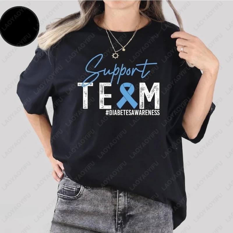

Diabetes Awareness Support Blue Ribbon Unisex Clothing Men Women Trending Popular Hipster Cotton Tshirt Casual Comfortable Tops
