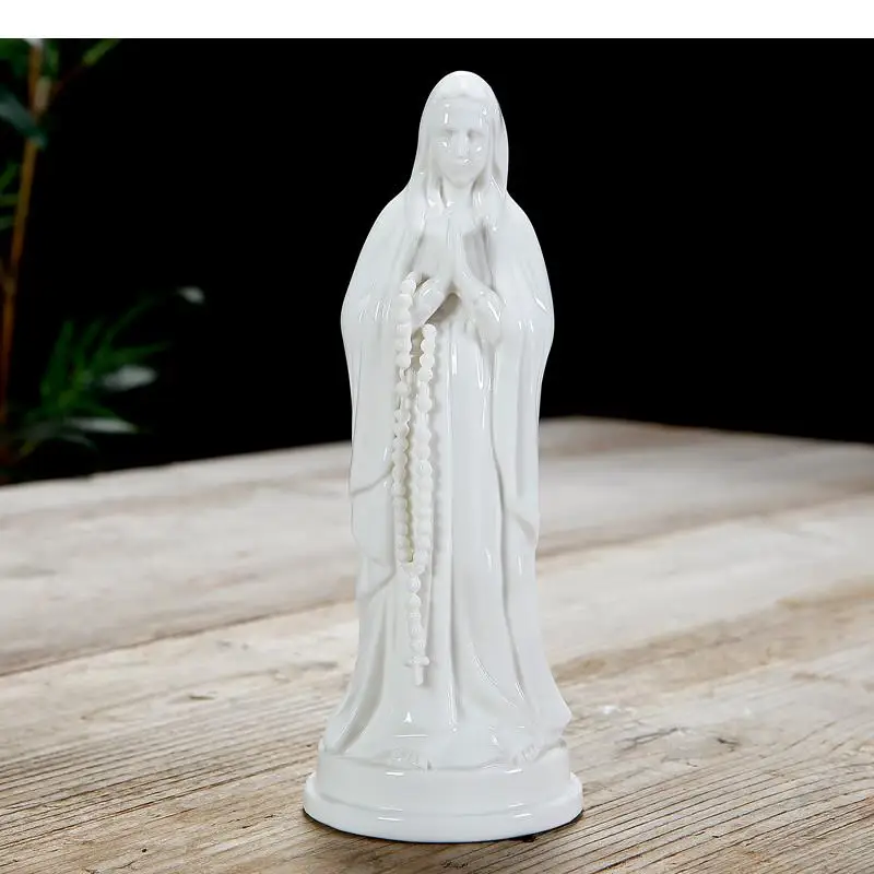 

Virgin Mary Character Ornaments Christian Catholic Statue Ceramic Sculpture Desktop Decoration Crafts Figurines