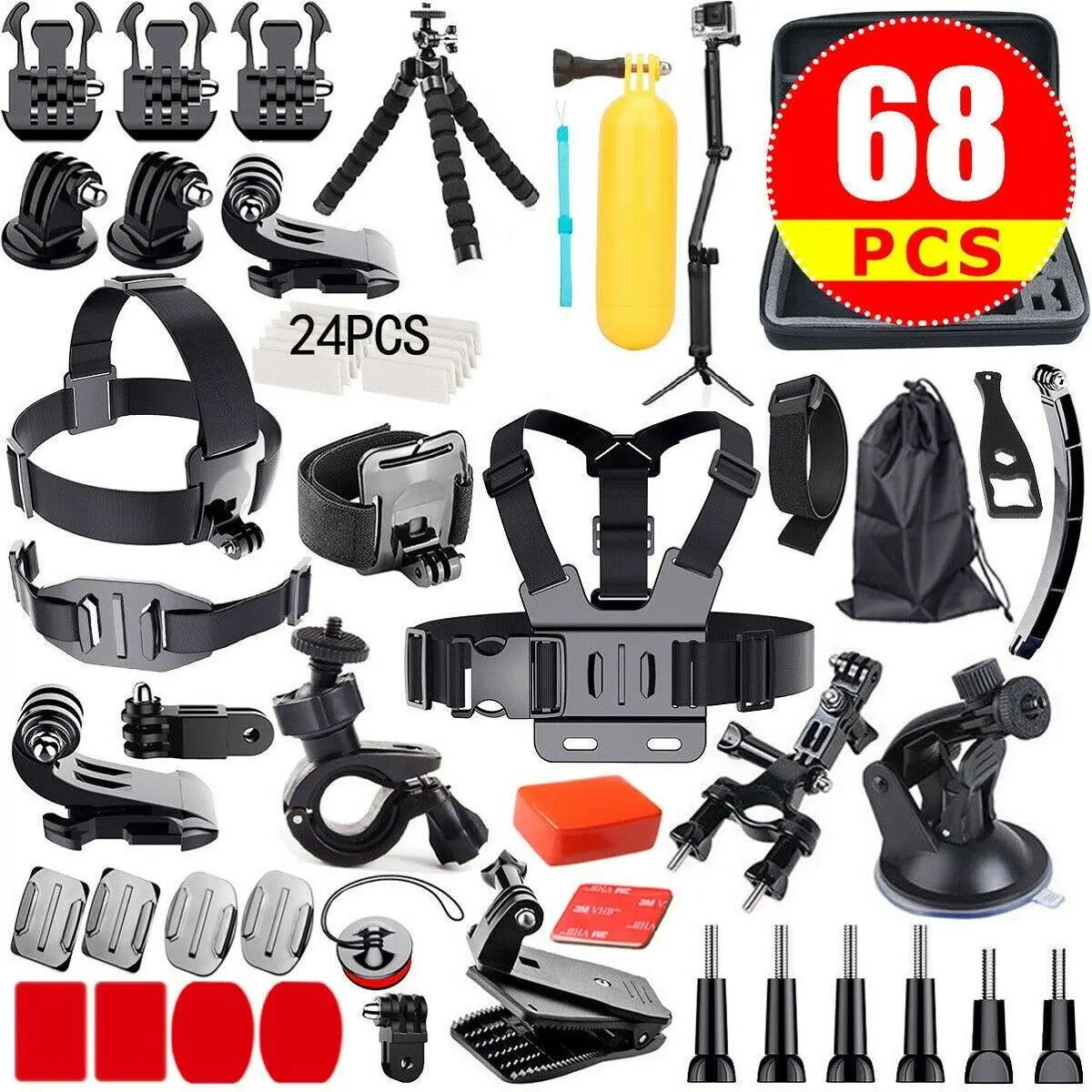 For Gopro Hero7/ 6/5/4/Session camera Kit Accessories Set  with Carrying Case