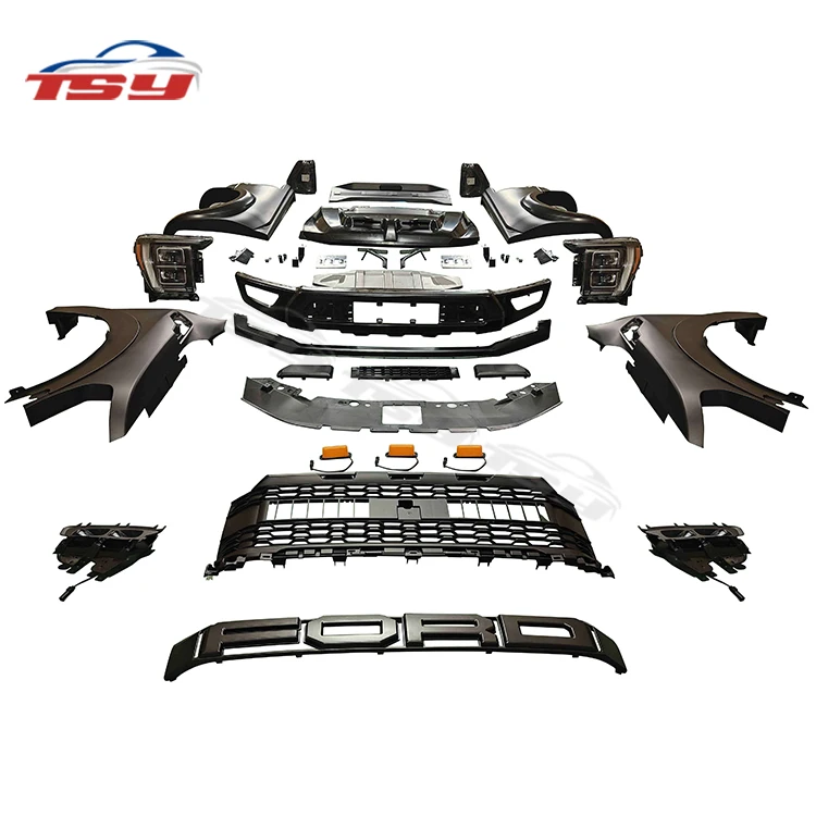 HIGH QUALITY PICKUP BODY PARTS TRUCK BODY KIT for FORD RANGER T6 T7 T8 UPGRADE to 2022 F150 RAPTOR a TYPE