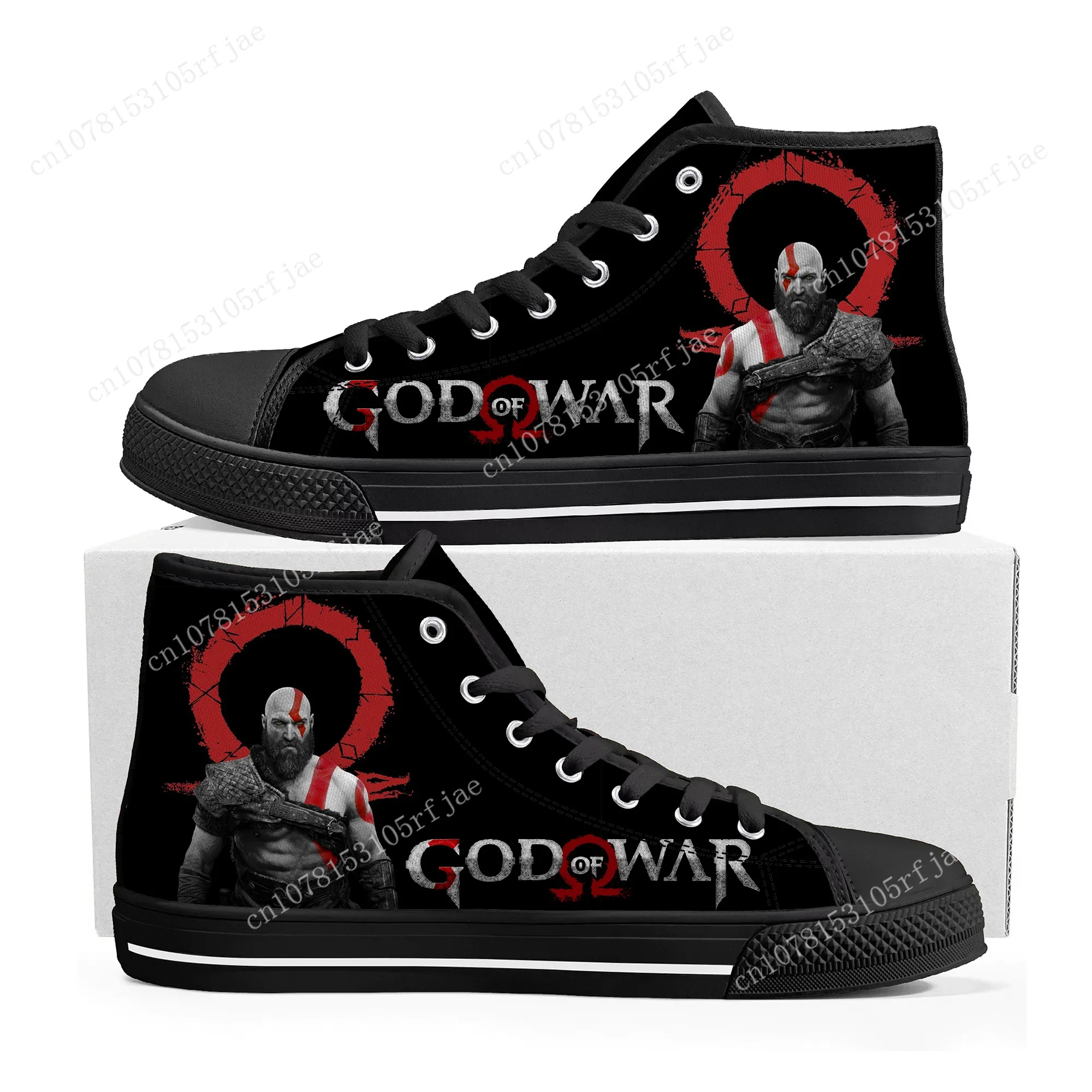 God of War High Top Sneakers Hot Cartoon Game Mens Womens Teenager Fashion High Quality Canvas Sneaker Custom Built Couple Shoes