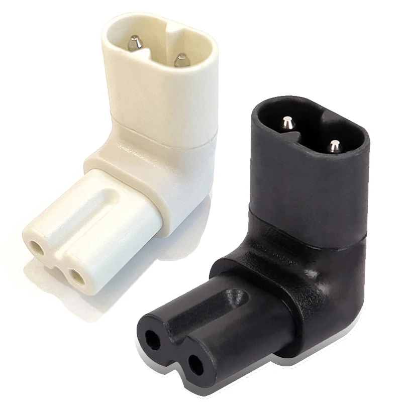 1pcs IEC 320 2-Pin C7 Female To C8 Male Right Angled AC Power Adapter Converter Up Down Angle Connector White or Black
