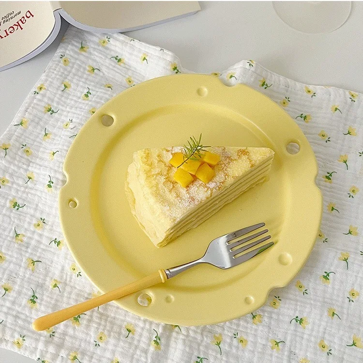 

Korean Ins Style Plate High Value Creative Cheese Dish Western Flat Plate Photo Dessert Breakfast Tray