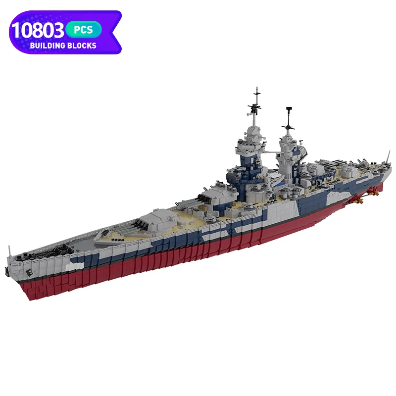 

MOC French Battleship Richelieu Military Weapon Assembly Building Block MOC-163300 Battleship Military Theme Brick Toy Gift