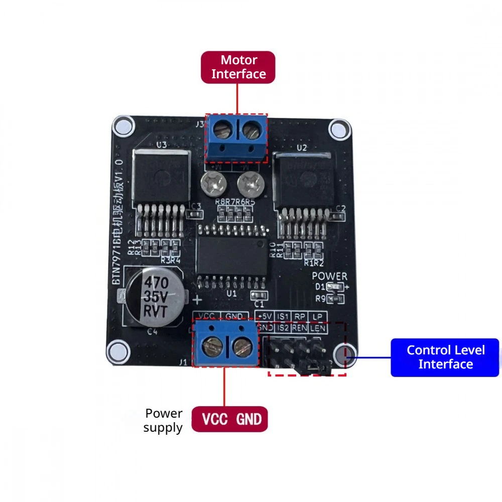 BTN7971 6V-27V High Power Motor Driver Module Smart Car Motor Forward Reverse 68A Current Limiting H-Bridge 25KHz Motor Driver