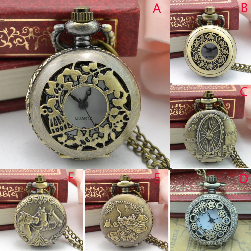 2023 New Retro Bronze Steampunk Men Mechanical Pocket Watch Hollow Roman Dial Vintage Clock Chain Watch Gift for Boyfriend