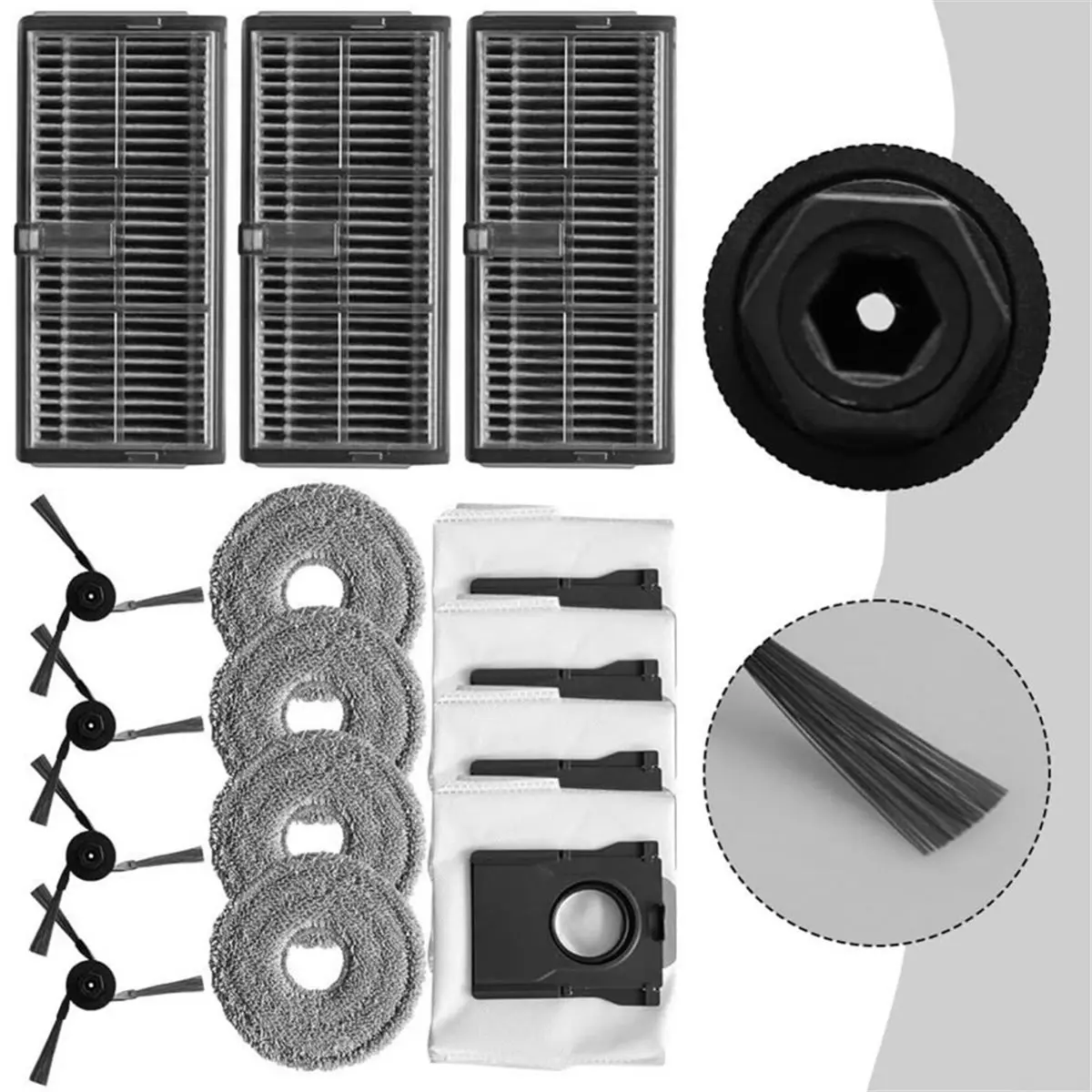 For P10 Pro Ultra Vacuum Replacement Parts Kit,Filters, Mop Cloths, Side Brushes & Dust Bags