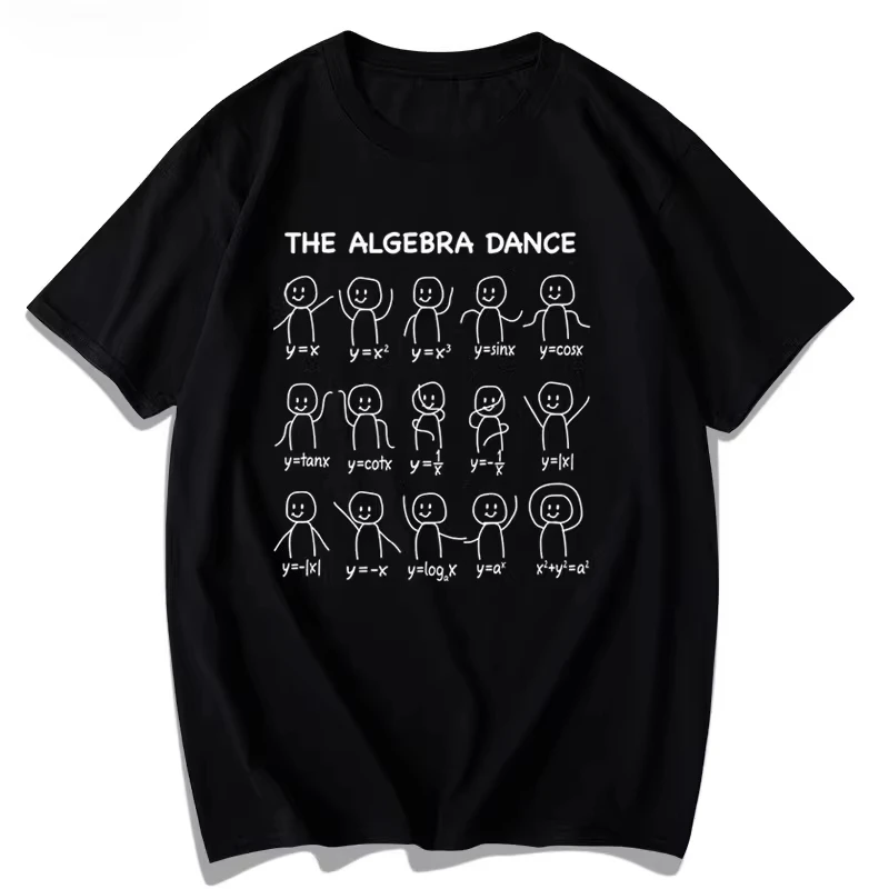 Algebraic Quadratic Equations Trigonometric Functions Fun Math Dance T-shirt Summer Trend Short Sleeve Unisex Cotton Tee