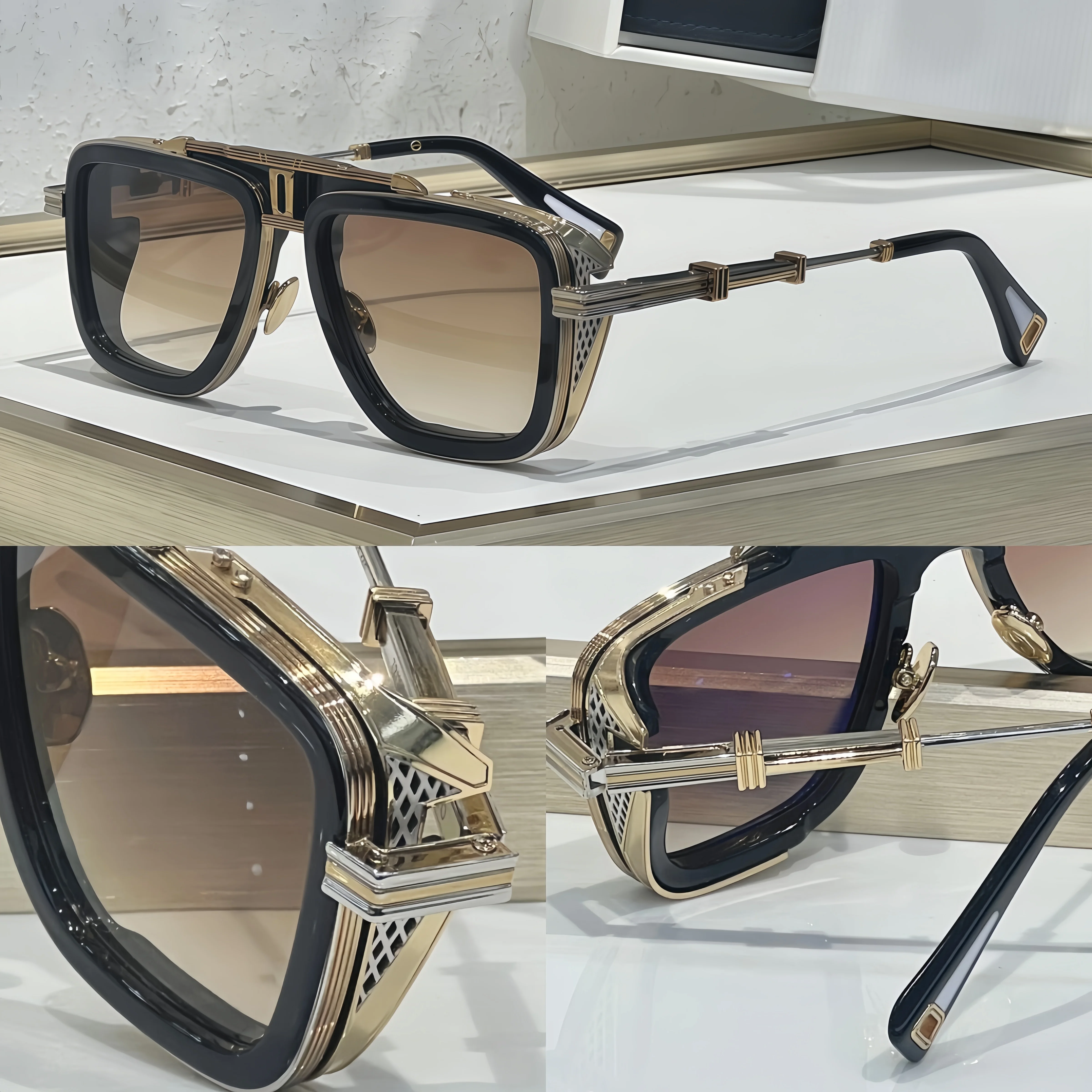 THen GTO Premium Mens Sunglasses Luxury Craft Polarized UV Protection Vintage Oversized Frame Fashion Accessories