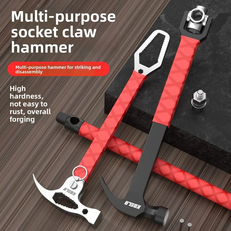 Multifunctional claw hammer Hammer with socket, universal wrench, nail remover, carpenter's hammer, expansion screw installation