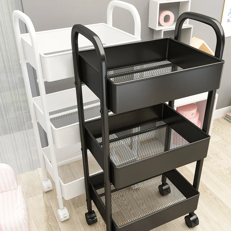 Trolley Rack Floor Multi-Layer Bedroom Snack Storage Shelves Bathroom Mobile Organizing Rack Artifact