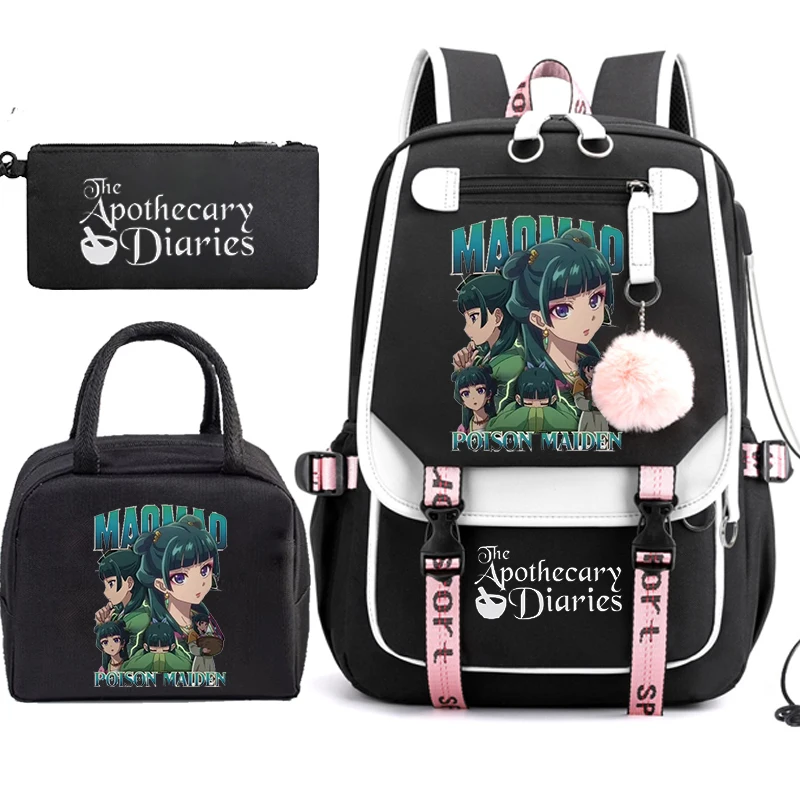 The Apothecary Diaries Maomao Anime Schoolbag School Backpack Teens Girl Casual Daypack Student Back To School Bookbag 3pcs/set