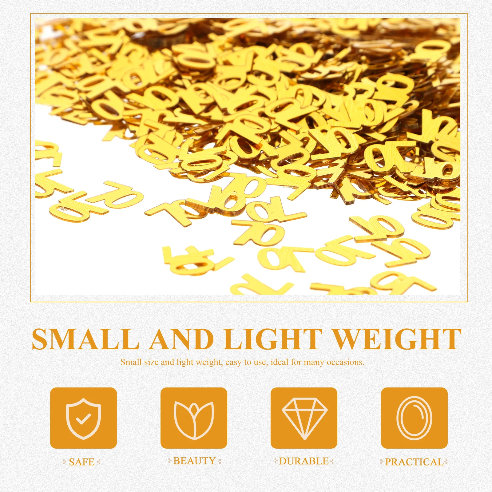 

1200pcs Golden Number 70 Confetti Party Supplies Birthday Anniversary Decoration Table Confetti Premium Reusable Sequins