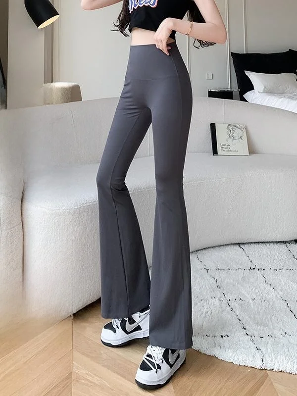 

High Waist Wide Leg Yoga Pants Women's Fitn Trousers Spring Summer Thin Leggings Belly a Capri Length Polyester Fiber