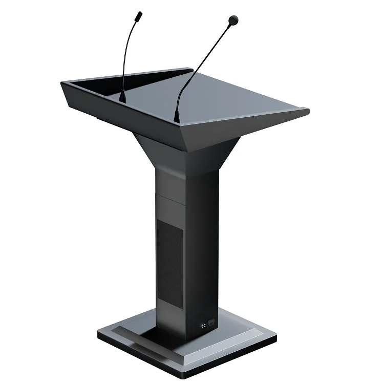 New design stylish custom LED lamp desktop podium/podium, metal and wood structure, built-in 2 wireless microphones