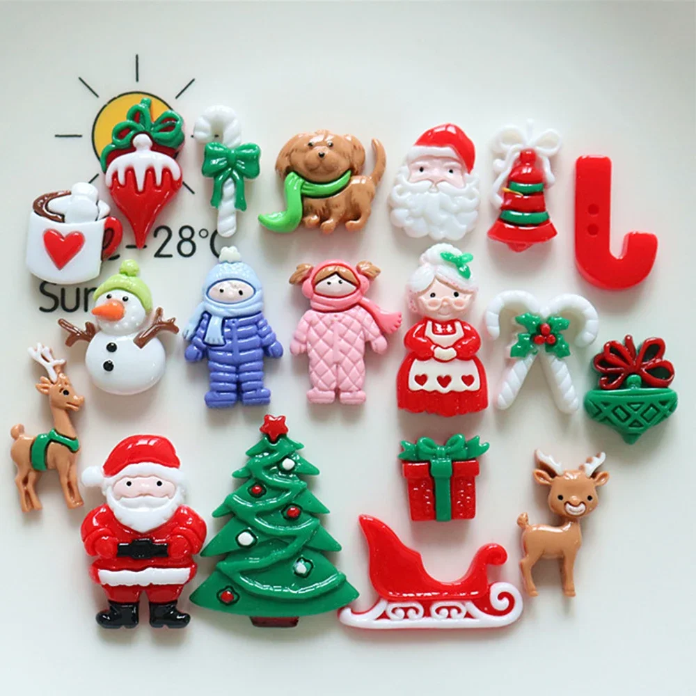 Cabujones de resina en miniatura para decoración del hogar, cabujones brillantes de Reno de Navidad para horquilla, álbum de recortes, bricolaje, artesanía, 10 piezas