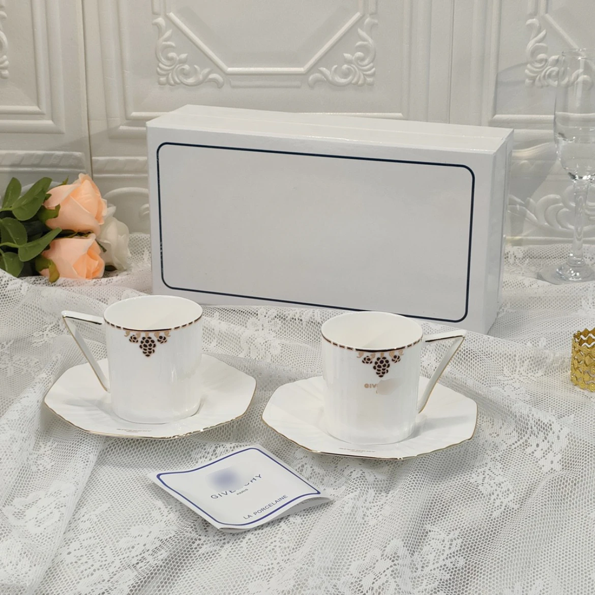 

Gold umrandete Traube im europäischen Stil exquisite einfache High-End-Kaffeetasse Geschenk box Set Palast Stil Design Nische