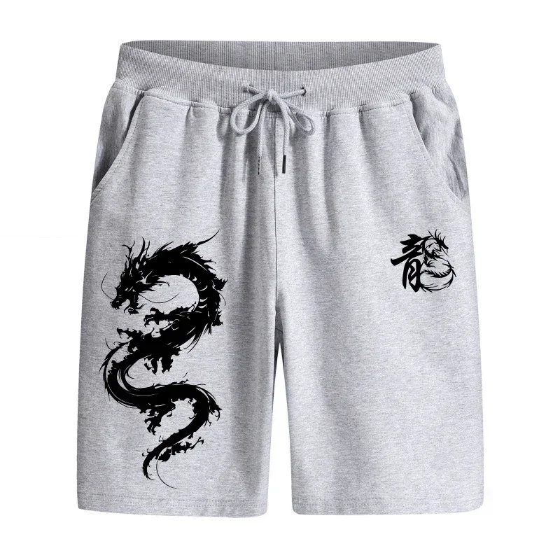 2026 Chinese Dragon Printed Walking Shorts Summer Men's Casual Sports Knee Length Pants Male Gym Fitness Soft Cool Jogger Shorts