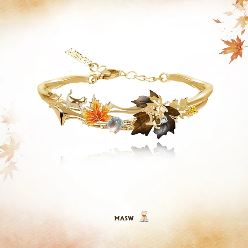 MASW Original Design Vintage Temperament Maple Leaf Bracelet For Women Fashion Accessories Modern Jewelry Hot Selling
