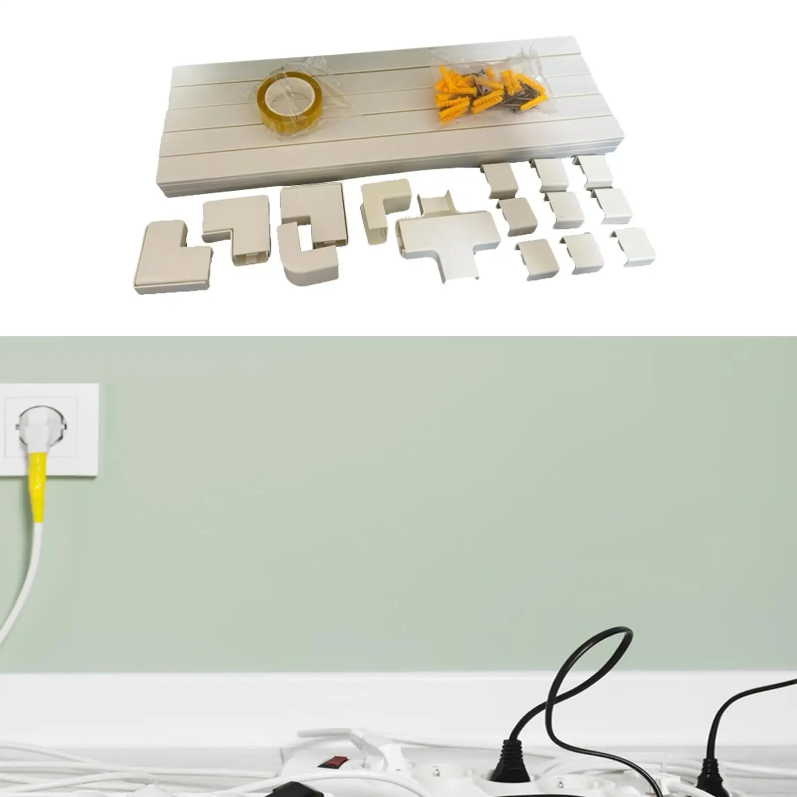 Cord Hiders Set Paintable Covers for Wires for Office Desk Commercial Places