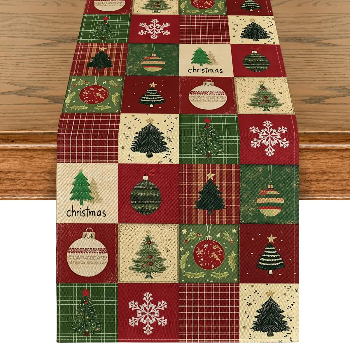 

Xmas Tree Gift Party Atmosphere Christmas Table Runner, Winter Kitchen Dining Table Decoration for Home Party Decor