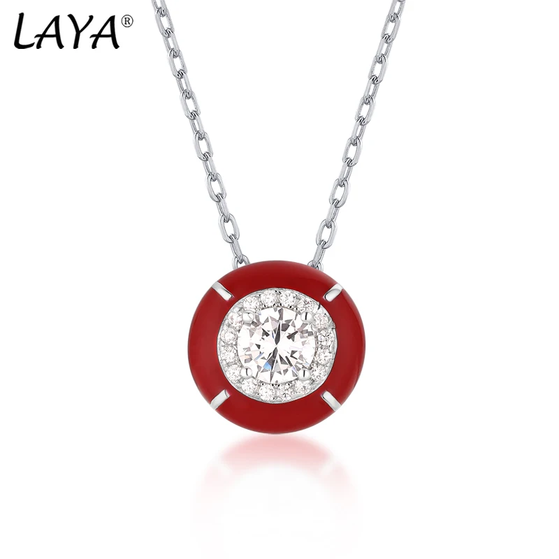 

LAYA S925 sterling silver round pendant zircon American collarbone fashion necklace suitable for women's dating jewelry 2024