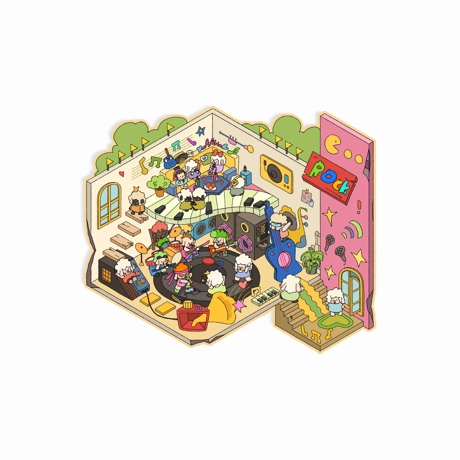 

Black Bag 4.0 "Music Cottage" Miniature Diorama StickersCute & healing, exquisite DIY collage stickers, ideal niche gift