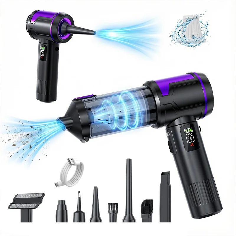 Car Handheld Wireless Vacuum Cleaner: New Wash-Blow 2-in-1, High Suction & Air Extraction, Pet Hair Removal, Home-Car Universal