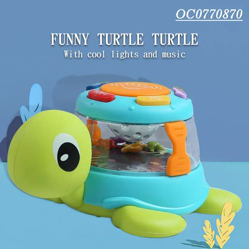 Electric musical instruments turtle crab kids baby hand drum toy with light music