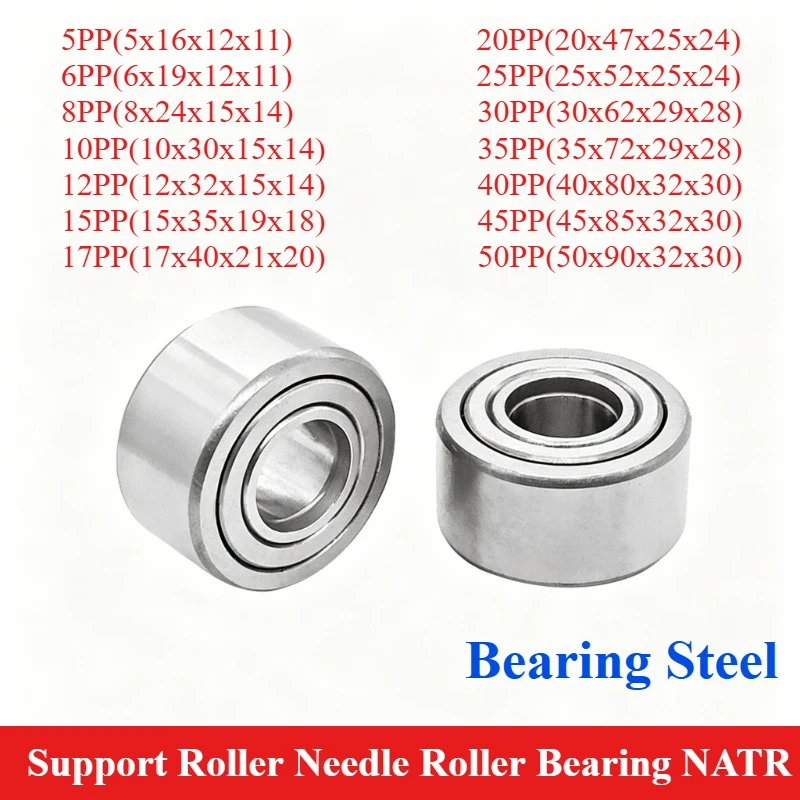 1/2/4PCS High quality Support Roller Needle Roller Bearings NATR /5/6/8/10/12/15/20/25/30/35/40pp For Industrial High Load &More