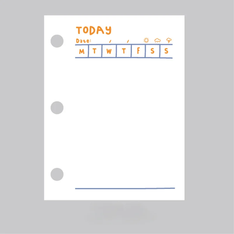 A8 3Holes Loose Leaf Notebook Refill Spiral Binder Inner Page Weekly Monthly To Do Inside Paper Stationery