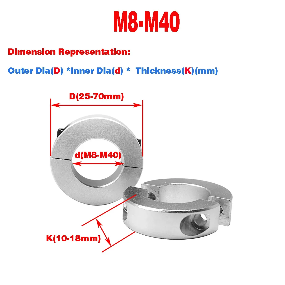 

Optical Shaft Fixing Ring Aluminum Alloy Split Shaft Retaining Ring Positioner / Thrust Locking Limit Ring