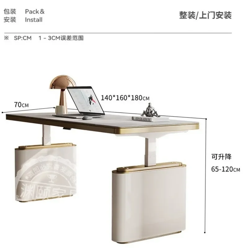 Modern Electric Height Adjustable Standing Desk Sintered Stone Computer Worktable for Home Office Study