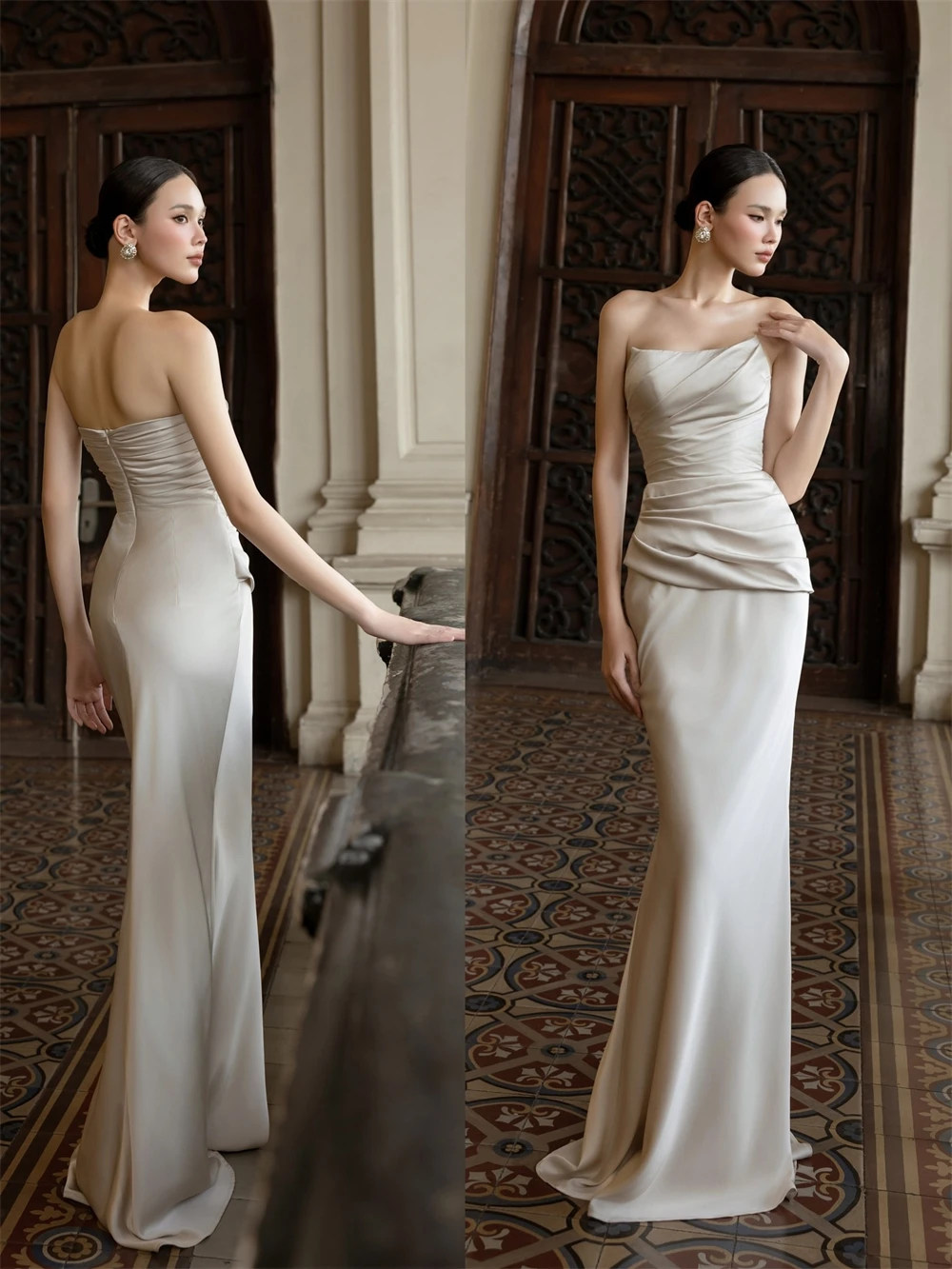 

Customized Charming Satin Evening Dress Classic Strapless Sleeveless Homecoming Dresses Exquisite Special Occasion Gowns