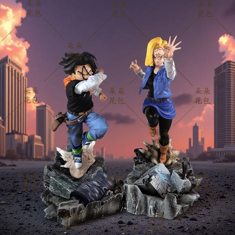 Dragon Ball Android 17 Android 18 GK-Figur PVC-Harz-Statue Anime-Sammlerstück Desktop-Dekoration Geschenk für erwachsene Anime-Fans