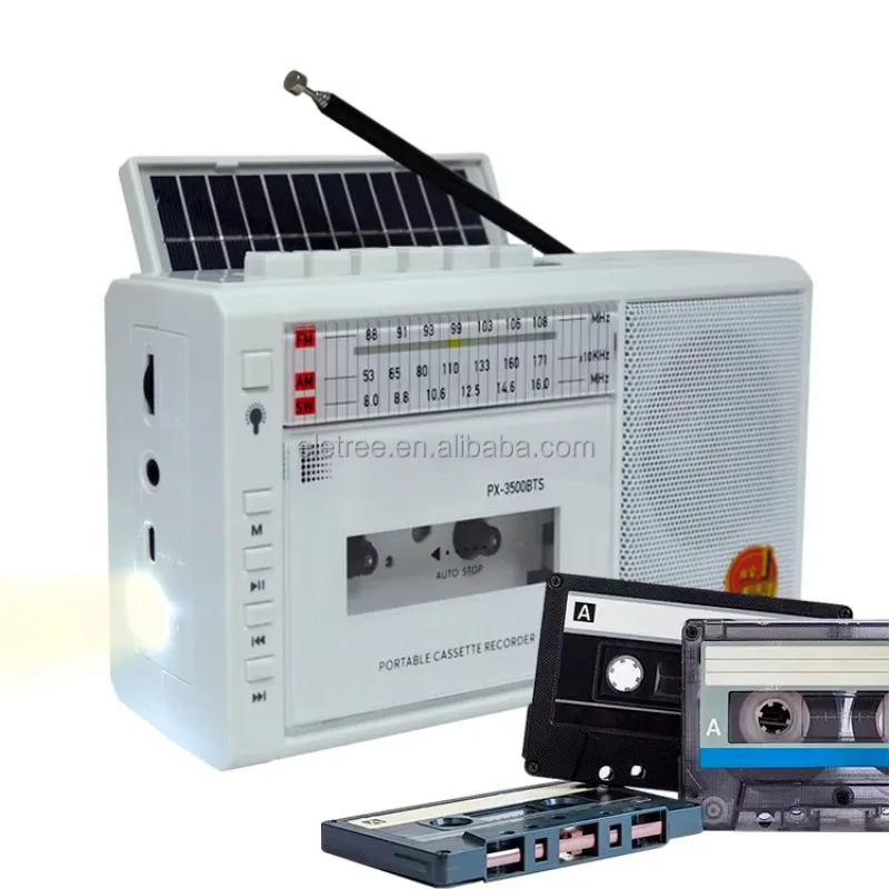 Rx- Bt3500S Retro Portable Rechargeable Cassette Player Recorder Portatil Am Fm Sw Solaire Cassette Radio With Earphone Jack