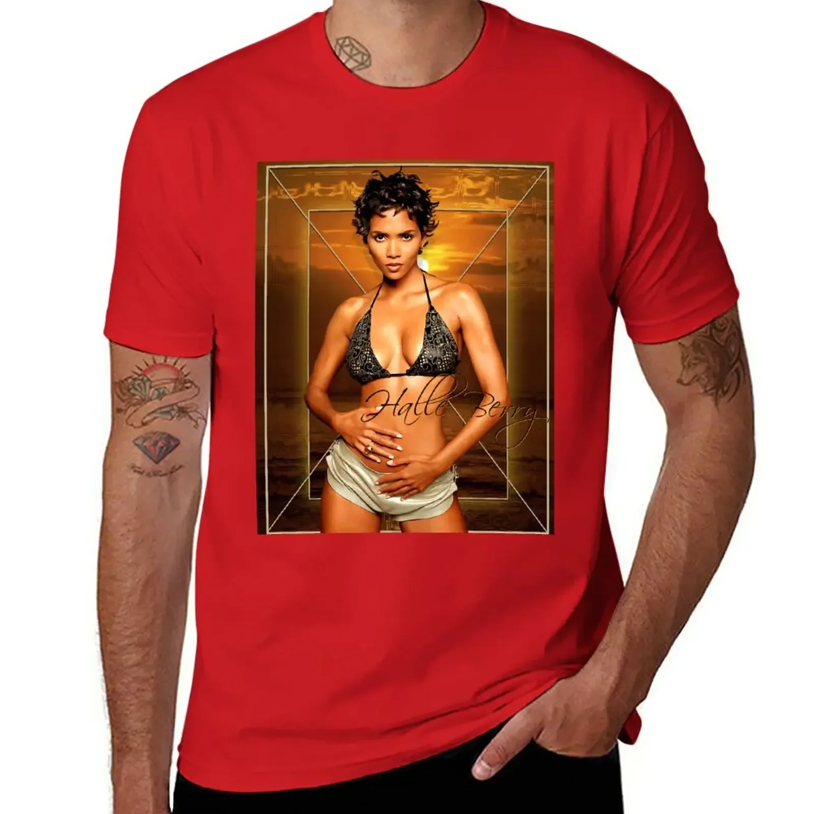 Halle Berry Poster T-Shirt funnys new edition sublime mens clothes 2024 heavyweight new arrival manga style round neck hot funny image 6