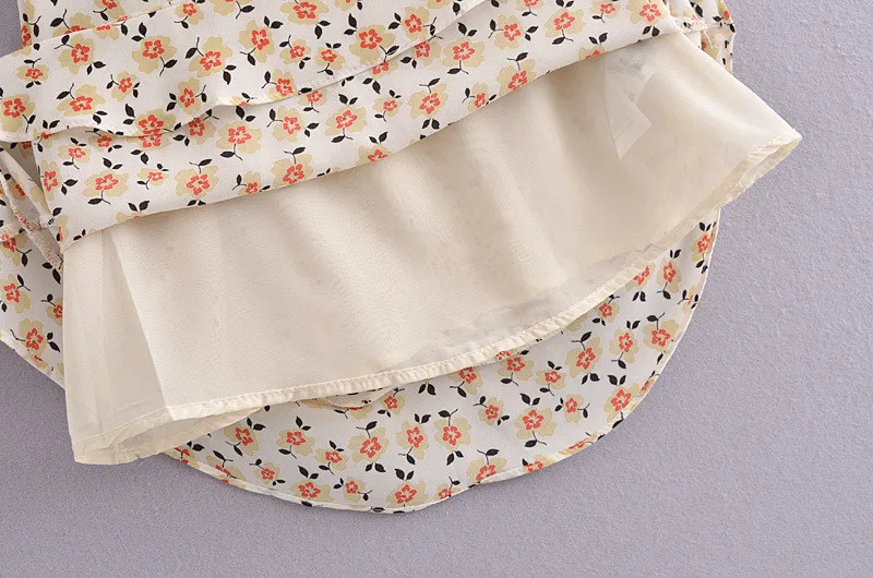 Fre Floral Print V-Ne Wrap Chest Strap Dr High Waist ort Skirt Women's Summer Vaion Ins Street Sle A-Line Dr