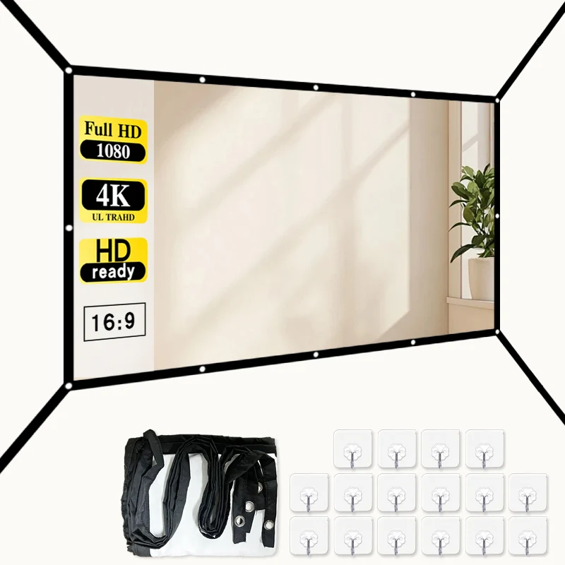 

150-дюймовый расширенный проекционный экран. Подходит для использования в помещении и на открытом воздухе.