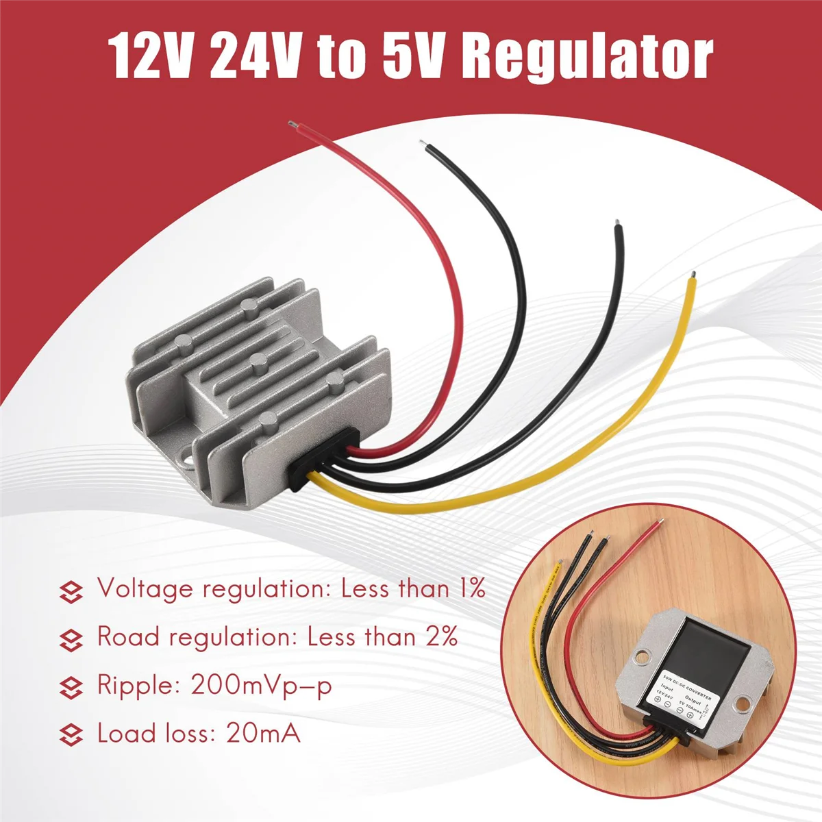 12V 24V to 5V 10A DC DC Converter Regulator 12 Volt to 5 Volt 50W Buck Power Supply