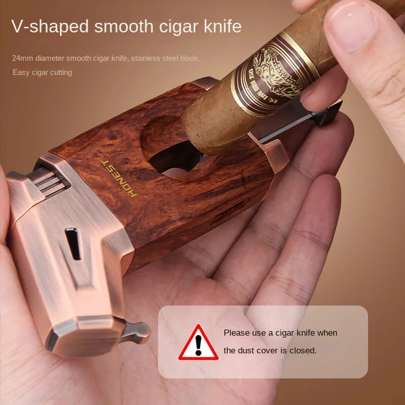 HONEST Vintage Metal Windproof Cigar Turbo Lighter Outdoor Portable Torch Jet Lighter High End Gift Cigarette Accessories