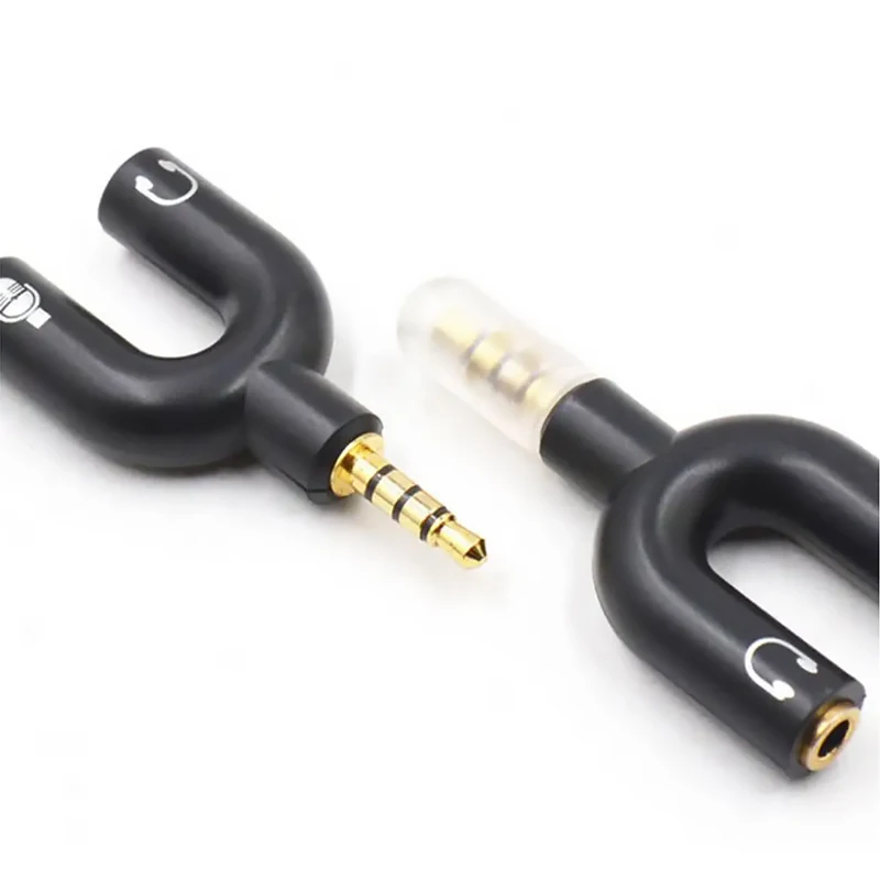 3.5mm headphone splitter microphone adapter U-shaped stereo 3.5mm1-2 audio Splitter Adapter, for PS4 PC Laptop Ear Headset Cable image 5
