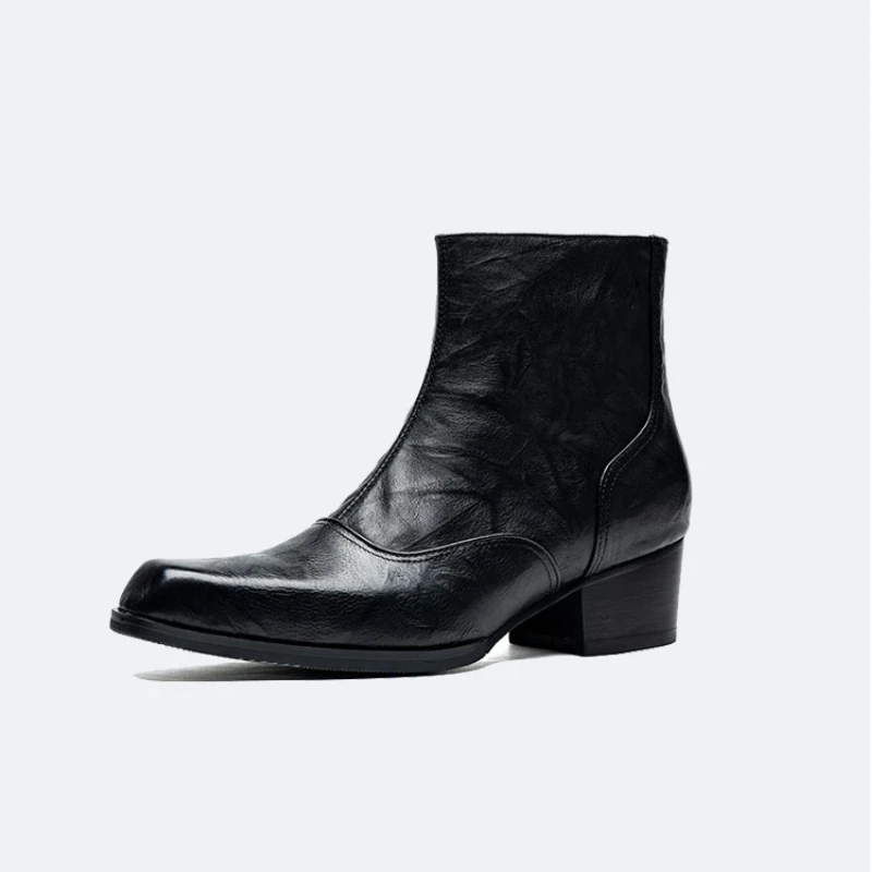 5 Cm Height Mens Genuine Leather Ankle Boots Luxury Handmade Quality Comfortable 2026 Autumn Winter Warm Short Social Shoes Man