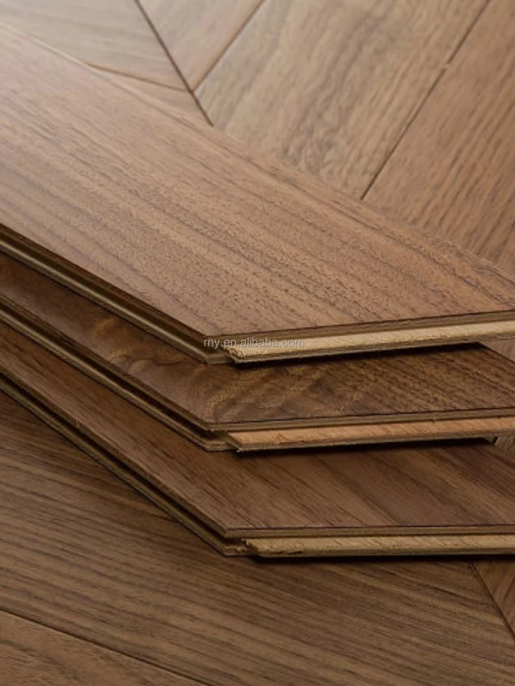 Customized version of black walnut engineering wood floor special-shaped herringbone/fishbone wire drawing process