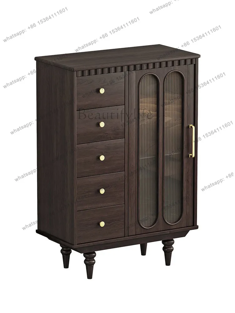American country style pure solid wood wine cabinet simple French storage locker