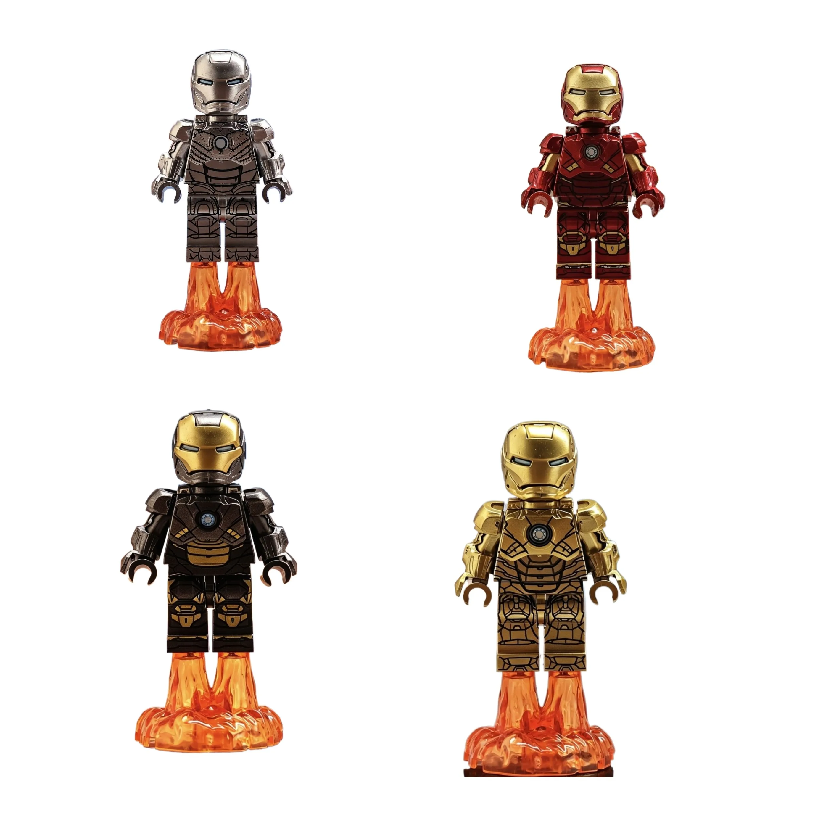 Blocs de construction à assembler avec effet de flamme et attraction magnétique, inspirés des films Marvel Iron Man MK2 MK7 MK9 MK20 MK21, jouets cadeaux